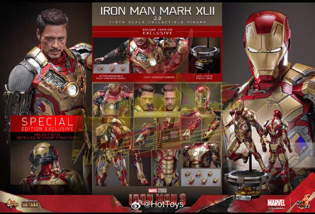 READY🔥Hot Toys MMS759D66B Marvel Ironman 3 Ironman Mark 42 (2.0) 1/6 Scale Collectible Figure (Deluxe Version) Special Edition