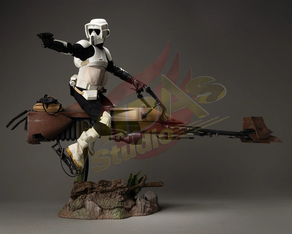 Brand New🔥 Hot Toys MMS612 Star Wars Return of the Jedi Scout Trooper and Speeder Bike 1/6 Scale Collectible Figure Set